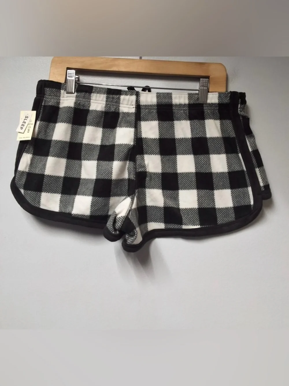 Aeropostale Buffalo Plaid Polyfleece Sleep Shorts in Black & White Sz M NWT - Picture 5 of 5